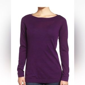 218.00 NWT EILEEN FISHER Merino Wool Jersey Top/Sweater XXS Hot color Beautiful